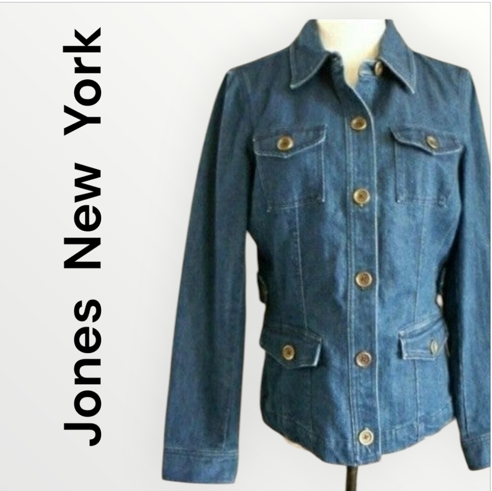 JONES NEW YORK JEAN JACKET TAILORED FIT PEPLUM COAT SMALL WOMENS SMALL